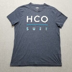 Hollister Shirt Mens Small Blue Short Sleeve Round Neck Embroidered Casual